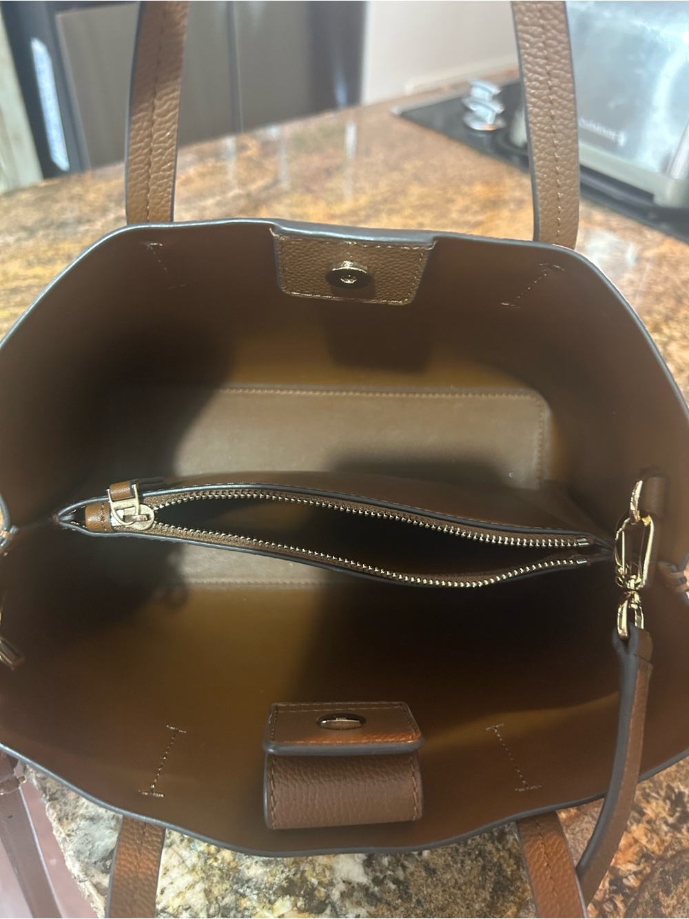 Tory Burch Brown Pebbled Leather Convertible Satchel - Picture 2 of 2